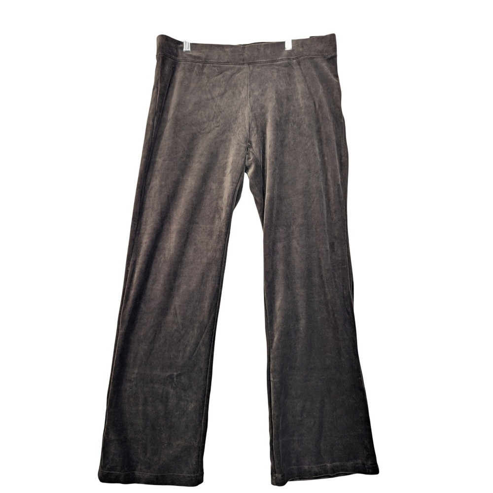 Style & Co Sport Womens Velour Lounge Pants Charcoal Gray Straight Leg Large NWT